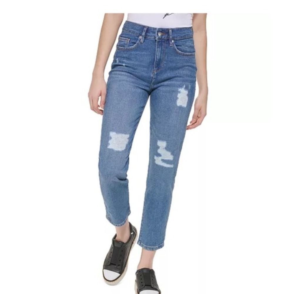 Karl Lagerfeld Paris Distressed Tape Denim Jeans –‎ Size 12